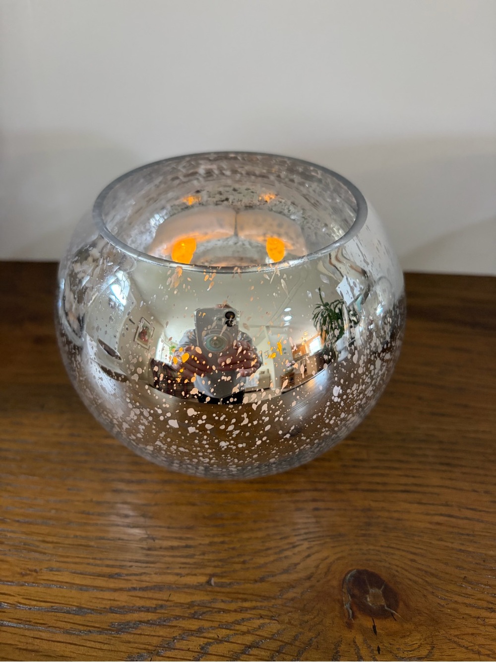 Set of 2 Mercury Glass Candle Holders with White Candles - Picture 3 of 6